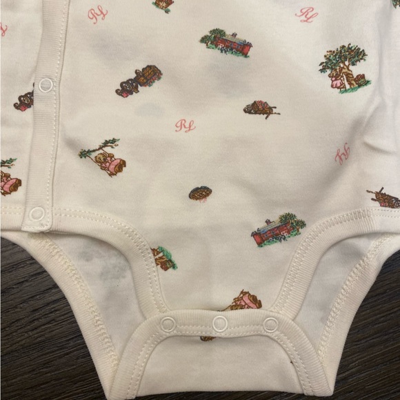 Ralph Lauren Girls' Apple Picking Polo Bear Cotton Bodysuit, 2 Pac - Picture 6 of 9
